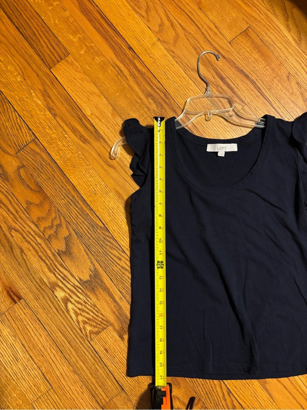 LOFT Navy Ruffle Shoulder Tank - Picture 6 of 9